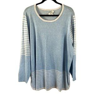 Christopher & Banks 3X Light Blue Sweater, Stripes